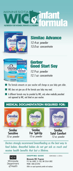MN WIC Infant Formula - Insert (PDF) - 2/3/16