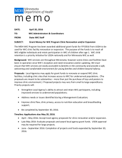 Grant Money for WIC Program Clinic Renovation and/or Expansion (PDF) - 4/20/16