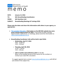 Breastfeeding Meetings Trainings 2016 (PDF) - 1/13/16