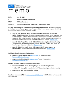 Breastfeeding Trainings Meetings &ndash; Registrations Open (PDF) - 5/18/16