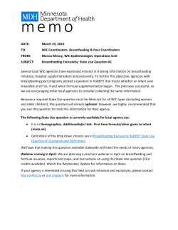 Breastfeeding Exclusivity: State Use Question #1 (PDF) - 3/23/16