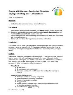 Saying Something Nice, Affirmations - Oregon WIC Facilitation Guide