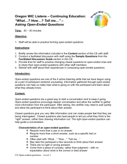 Asking Open-Ended Question  Oregon WIC Facilitation Guide