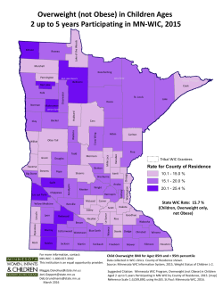 Overweight (not Obese) in Children Aged 2 up to 5 Years Participating in MN WIC, 2015 (PDF)