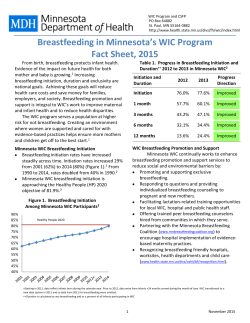 Breastfeeding in Minnesota's WIC Program, Fact Sheet, 2015 (PDF)