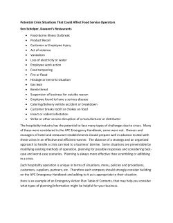 Potential Crisis Situations That Could Affect Food Service Operators (PDF: 253KB/2 pages)