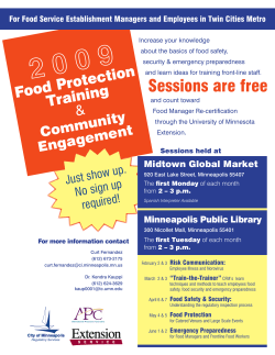 Announcement: 2009 Food Protection Training Community Engagement Sessions, sponsored by City of Minneapolis, APC, UM Extension (PDF: 171KB/1 pages)