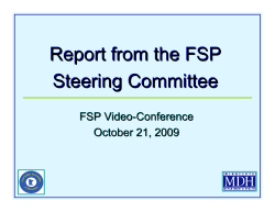 Presentation: Report from the FSP Steering Committee (PDF: 1.6MB/26 pages)