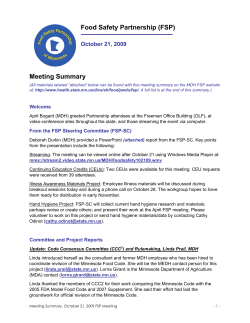 October 21, 2009 FSP Meeting Summary (PDF: 102KB/7 pages)