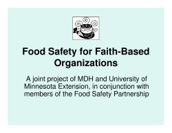 Presentation: Food Safety for Faith-Based Organizations (PDF: 957KB/13 pages)