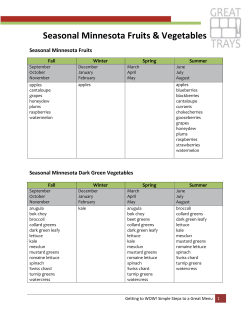 Seasonal Minnesota Fruits Vegetables(pdf 147KB, 3 pages)