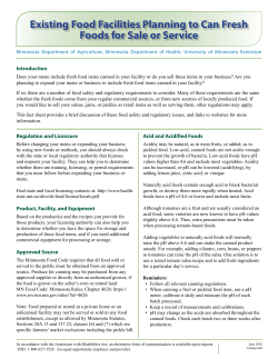 Existing Food Facilities Planning to Can Fresh Foods for Sale or Service