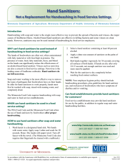 Hand Sanitizers: Not a Replacement for Hand washing in Food Service Settings
