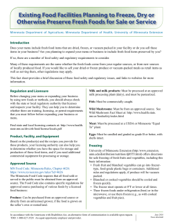 Existing Food Facilities Planning to Freeze, Dry or Otherwise Preserve Fresh Foods for Sale or Service
