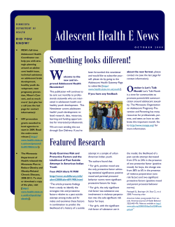 October 2008 Adolescent E-Newsletter (PDF: 184KB/5 pages)