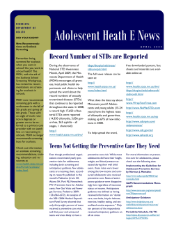 April 2009 Adolescent E-Newsletter (PDF: 320KB/4 pages)