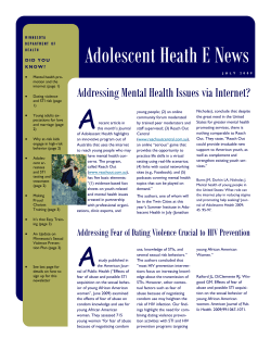 July 2009 Adolescent E-Newsletter (PDF: 393KB/5 pages)