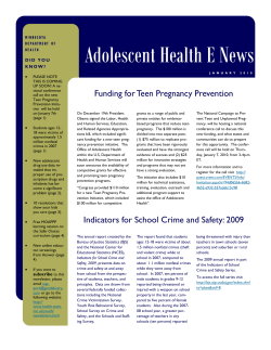 January 2010 Adolescent E-Newsletter (PDF: 386KB/5 pages)