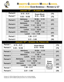 First Semester Exam Schedule
