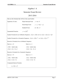 Algebra1A Study Guide  
