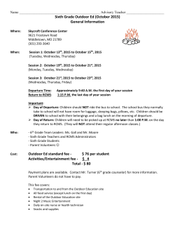 2015 Outdoor Ed Permission Slip and Information