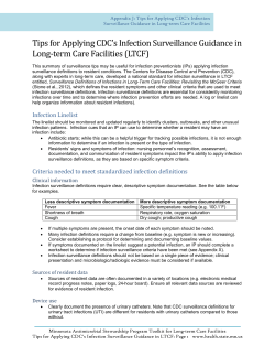 Appendix J: Tips for Applying CDC&rsquo;s Infection Surveillance Guidance in Long-term Care Facilities (PDF: 117KB/2 pages)