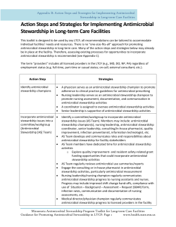 Appendix B: Action Steps and Strategies for Implementing Antimicrobial Stewardship in Long-term Care Facilities (PDF: 152KB/6 pages)