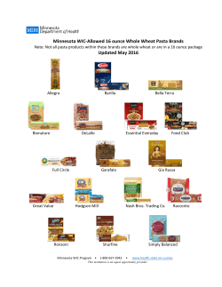 Minnesota WIC-Allowed 16 ounce Whole Wheat Pasta Brands (PDF)