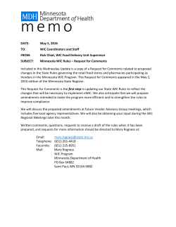 Minnesota WIC Rules &ndash; Request for Comments (PDF) - 5/4/16