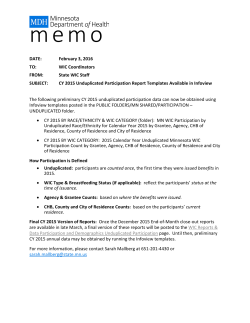 CY 2015 Unduplicated Participation Report Templates Available in Infoview (PDF) - 2/3/16