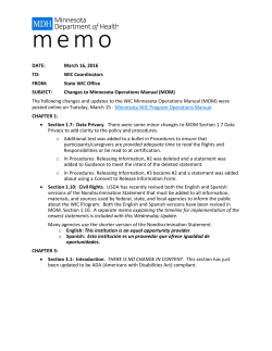 Changes to Minnesota Operations Manual (MOM) (PDF) - 3/16/16