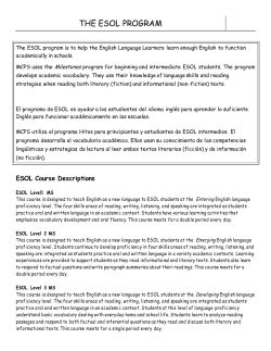 2015 Open House - ESOL Program