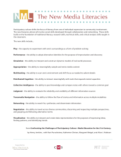 The New Media Literacies (Skills)