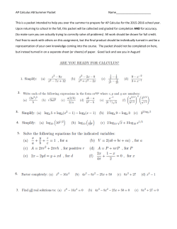 AP Calculus AB Summer Packet&nbsp;