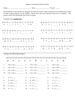 Algebra 1A Summer Packet