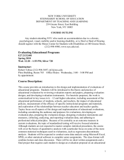 Evaluating Educational Programs (Dept of Teaching Learning)