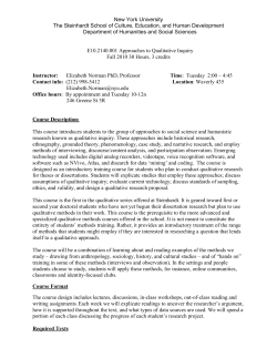Approaches to Qualitative Inquiry