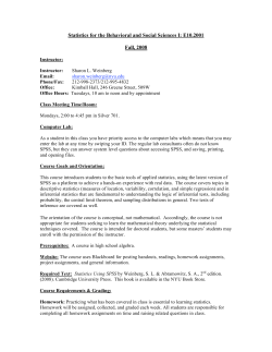 Statistics for the Behavioral and Social Sciences I