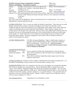 Advanced Topics in Quantiative Methods:Nested-Data Models
