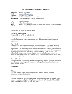 Advanced Modeling I: Topics in Multivariate Analysis