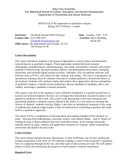 Approaches to Qualitative Inquiry