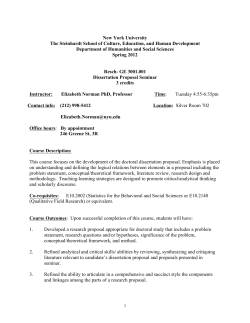 Dissertation Proposal Seminar
