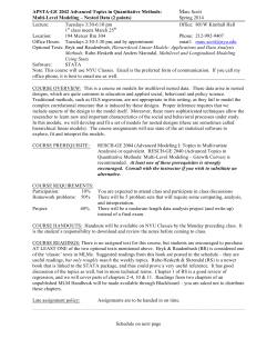 Advanced Topics in Quantiative Methods:Nested-Data Models