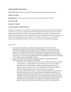 Advanced Topics in Quantiative Methods: Educational Data Science Practicum