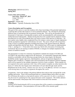 Advanced Topics in Quantiative Methods: Missing Data