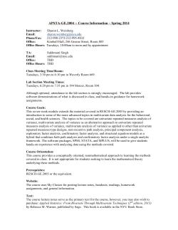Advanced Modeling I: Topics in Multivariate Analysis