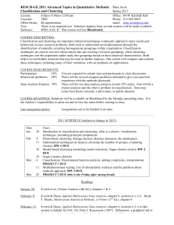 Advanced Topics in Quantiative Methods: Classification and Clustering
