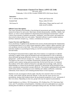 Measurement: Classical Test Theory through Dept. of Applied Psych.