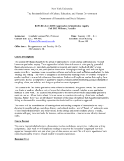 Approaches to Qualitative Inquiry