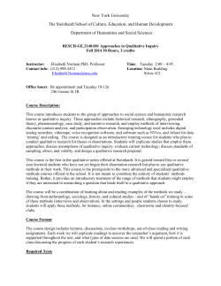 Approaches to Qualitative Inquiry